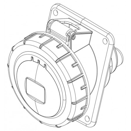 Prise triphasé 32A 3P+T - 4 broches - Encastrable sur coffret - Étanche IP67 - IDE