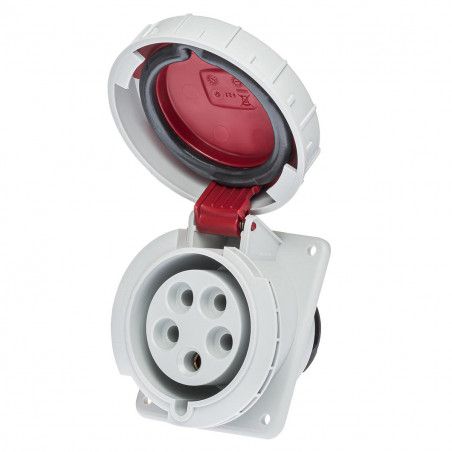 Prise tétrapolaire 32A 3P+N+T - 5 broches - Encastrable sur coffret - Étanche IP67 - IDE
