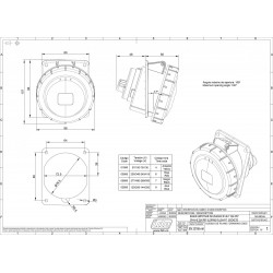 Prise tétrapolaire 32A 3P+N+T - 5 broches - Encastrable sur coffret - Étanche IP67 - IDE