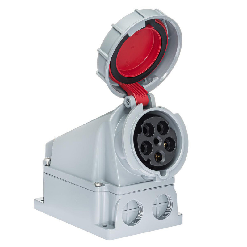 Socle prise murale tétrapolaire 380V - 63A 3P+N+T - Étanche IP67 - IDE