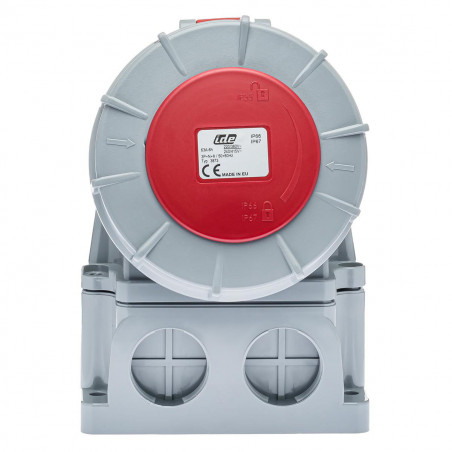 Socle prise murale tétrapolaire 380V - 63A 3P+N+T - Étanche IP67 - IDE