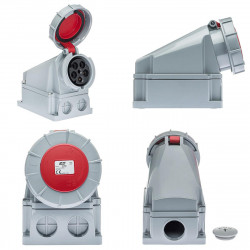 Socle prise murale tétrapolaire 380V - 63A 3P+N+T - Étanche IP67 - IDE