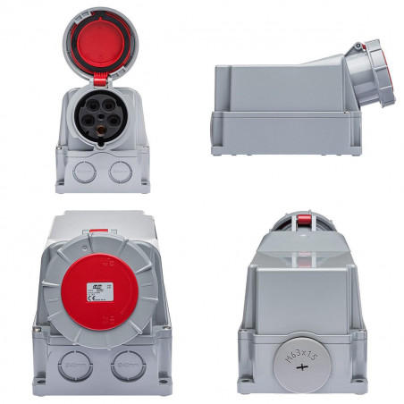Socle de prise tétrapolaire 125A 3P+N+T - Étanche IP67 - IDE