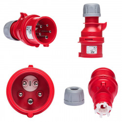 Prise inverseur de phase tétrapolaire 16A 3P+N+T 380V - 5 broches - Étanche IP44 - IDE