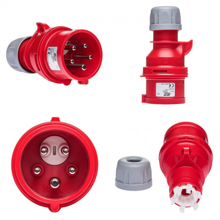 Prise inverseur de phase tétrapolaire 16A 3P+N+T 380V - 5 broches - Étanche IP44 - IDE