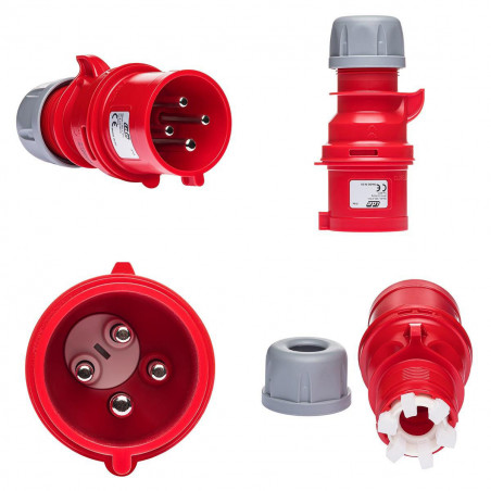Prise inverseur de phase triphasé 32A 3P+T 380V - 4 broches - Étanche IP44 - IDE