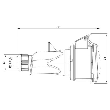 Fiche femelle tétrapolaire 16A 3P+N+T 380V - 5 broches - Étanche IP44 - IDE