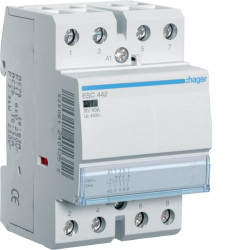 ESC442 Hager Contacteur modulaire de puissance 2NO+2NF - 40A - Bobine 230 Vac - Bornes à vis - 3 modules