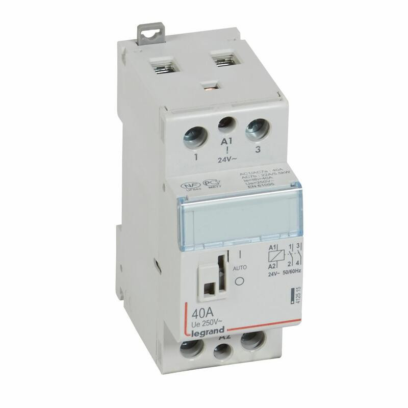 412515 Legrand - Contacteur jour nuit pour cumulus bobine 24Vac - 40A - contact 2NO - 2 modules