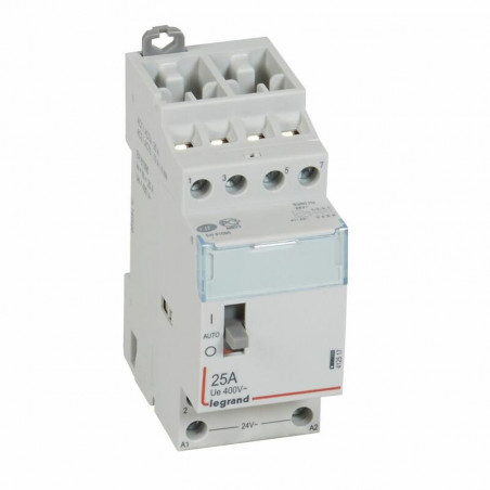 412517 Legrand - Contacteur jour nuit triphasé 4P pour cumulus bobine tension 24Vac - 25A - contact 4NO - 2 modules