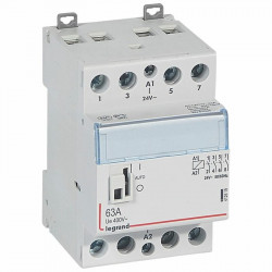 412519 Legrand - Contacteur à commande manuelle bobine 24V~ - 2P - 63A - contact 4NO - 2 modules