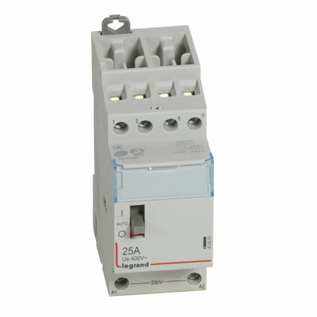 412551 Legrand - Contacteur jour nuit triphasé 4P bobine 230V - 25A - contact 4NO - 2 modules