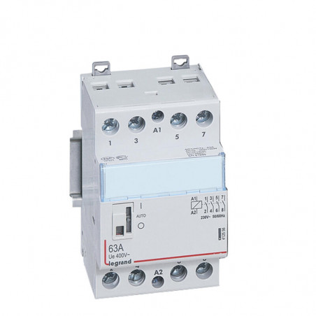 412556 Legrand - Contacteur jour nuit triphasé 4P bobine 230V - 63A - contact 4NO - 3 modules