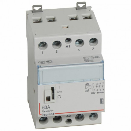 412557 Legrand - Contacteur jour nuit triphasé 4P bobine 230V - 63A - contact 4NF - 3 modules