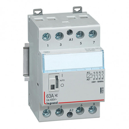 412563 Legrand - Contacteur jour nuit triphasé 4P silencieux bobine 230V - 63A - contact 4NO - 3 modules