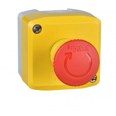 XALK178E - Boitier jaune d'arrêt d'urgence Schneider complet avec contacts 1NO+1NF - étanche IP66 - Harmony XAL