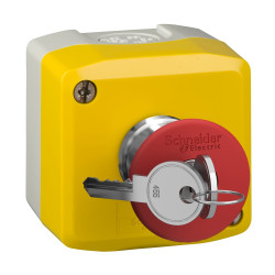 XALK188 - Boitier jaune d'arrêt d'urgence à clé complet avec contacts 1NF - étanche IP66 - Harmony XAL