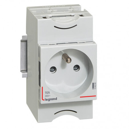 004280 Legrand - Prise modulaire 10A à 16A 250V - 2P+T à éclips - 2,5 modules - Prise fixation rail DIN