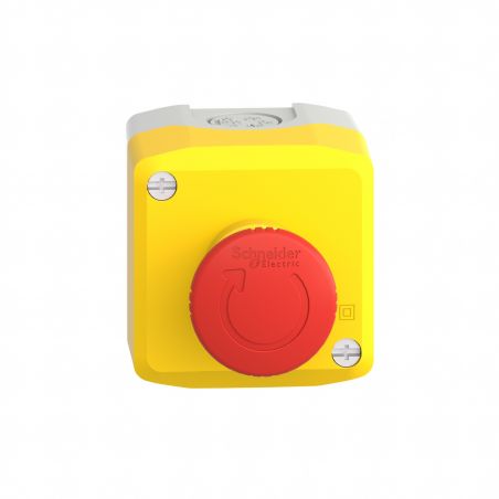 XALK178E - Boitier jaune d'arrêt d'urgence Schneider complet avec contacts 1NO+1NF - étanche IP66 - Harmony XAL