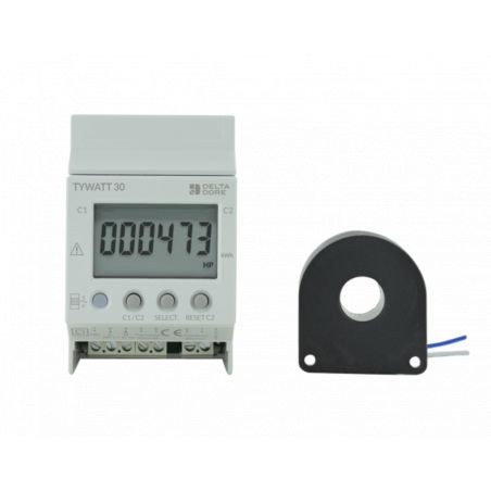 Compteur d'energie monophasé 230V Delta Dore Tywatt 30- 90A - Double tarif(heures creuses / pleines)