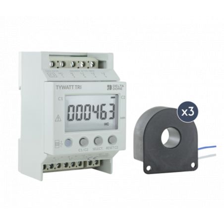 Sous compteur triphasé 60A Delta Dore Tywatt Tri - Double tarif (heures creuses / pleine)