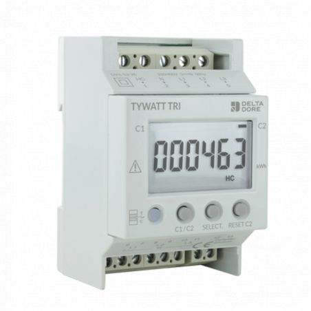 Sous compteur triphasé 60A Delta Dore Tywatt Tri - Double tarif (heures creuses / pleine)