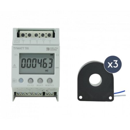 Sous compteur triphasé 60A Delta Dore Tywatt Tri - Double tarif (heures creuses / pleine)