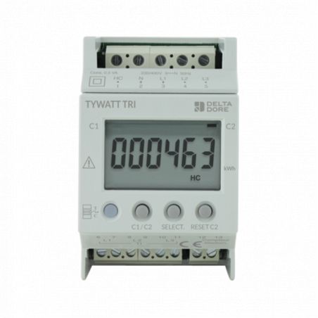 Sous compteur triphasé 60A Delta Dore Tywatt Tri - Double tarif (heures creuses / pleine)