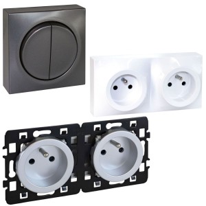 Prise double électrique murale | achat-electrique.com