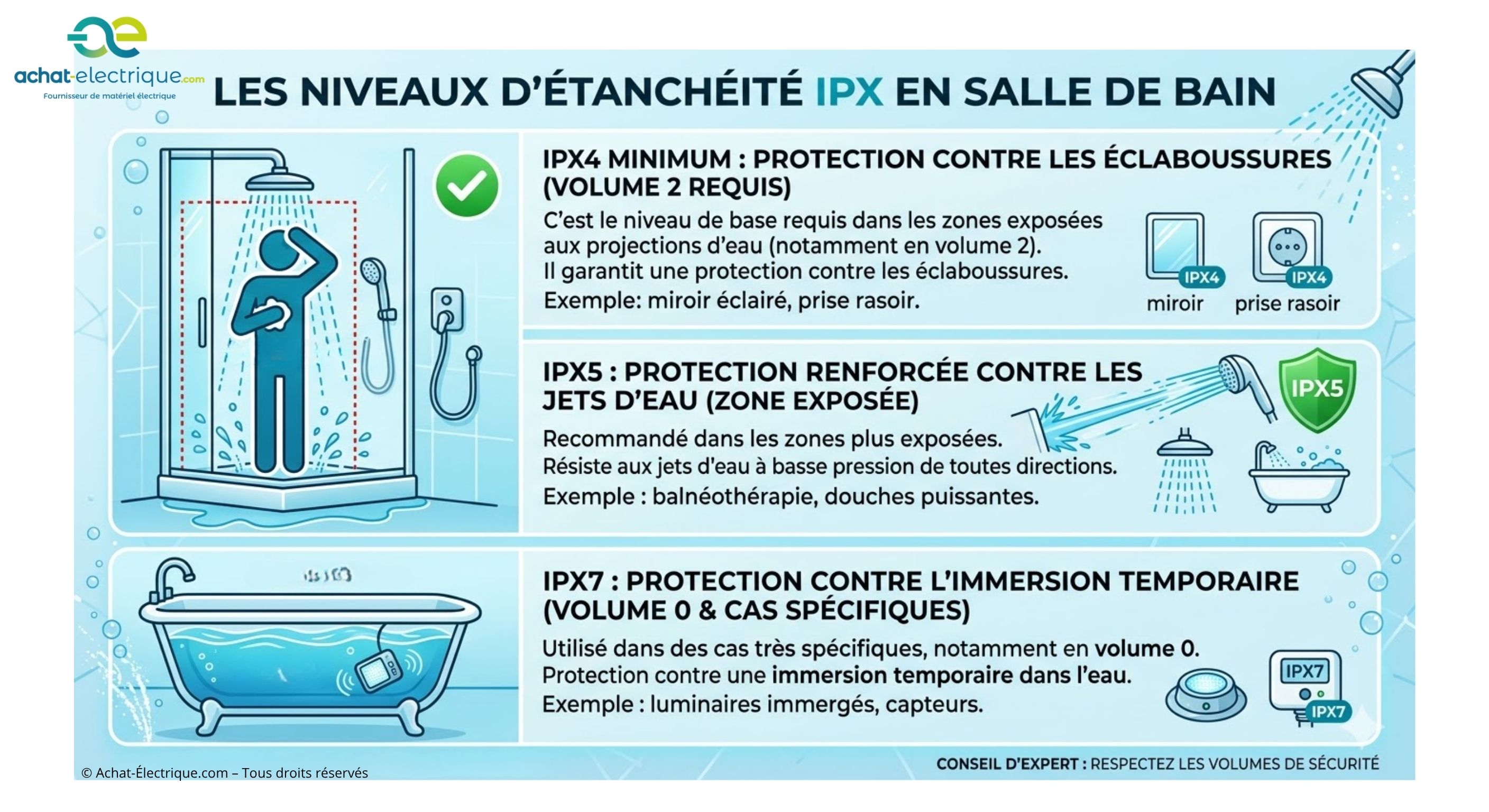IPX niveau d'étanchéité salle de bain norme nfc15100
