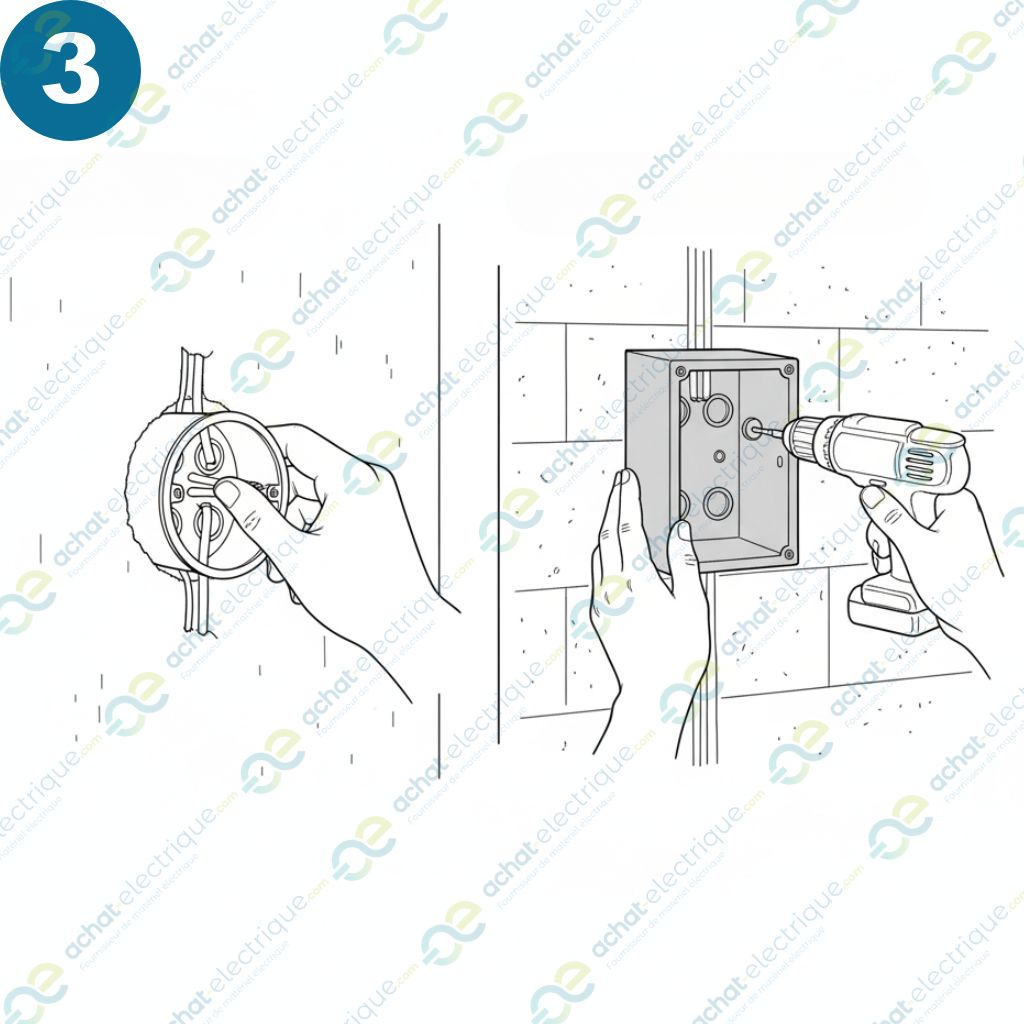 Branchement interrupteur simple : installer la boîte d'encastrement
