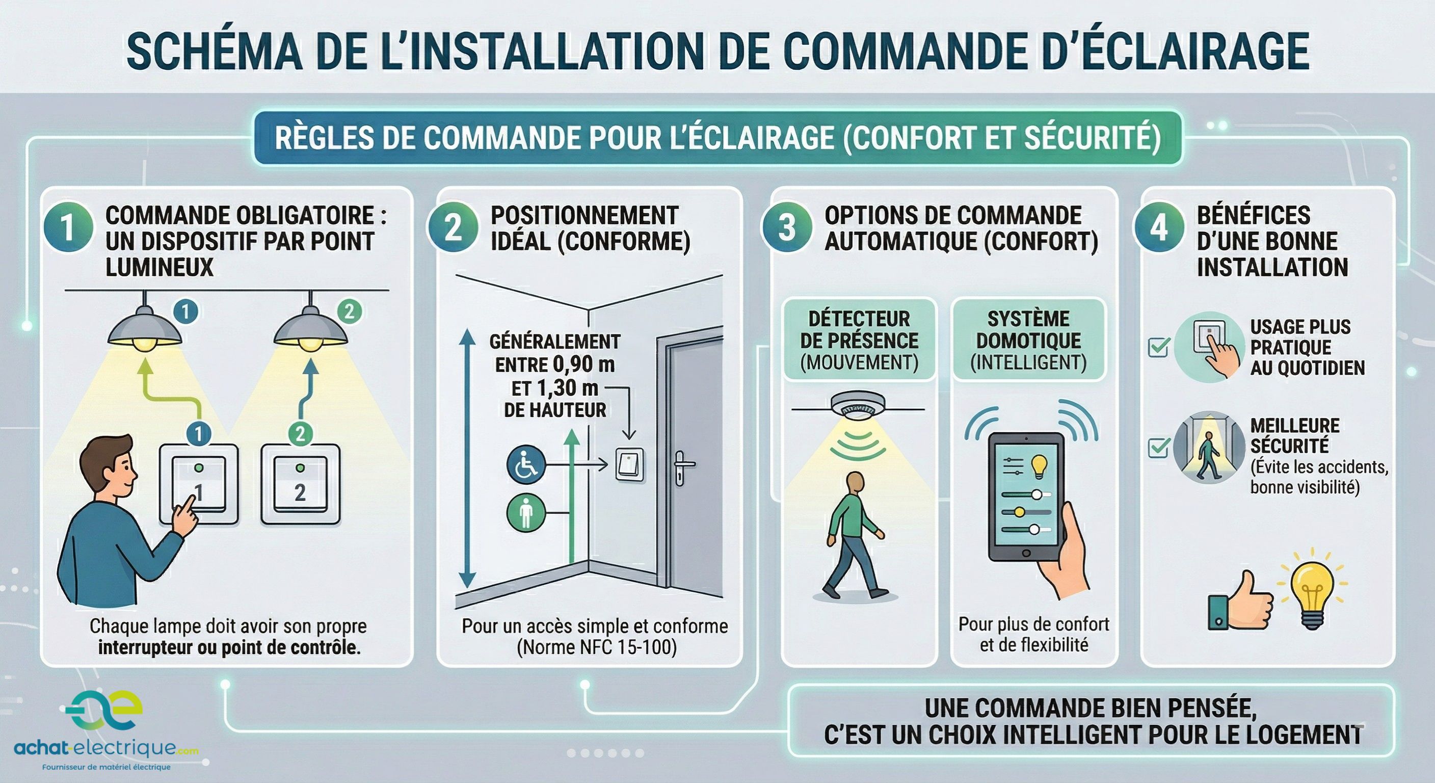 Commande éclairage norme nfc15100 salle de bain