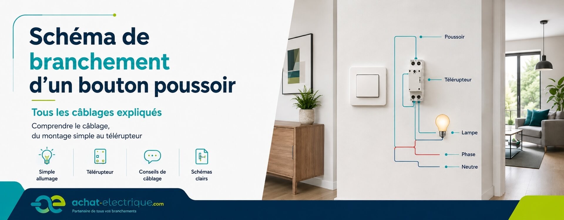 Schéma de branchement d'un bouton poussoir : tous les câblages expliqués